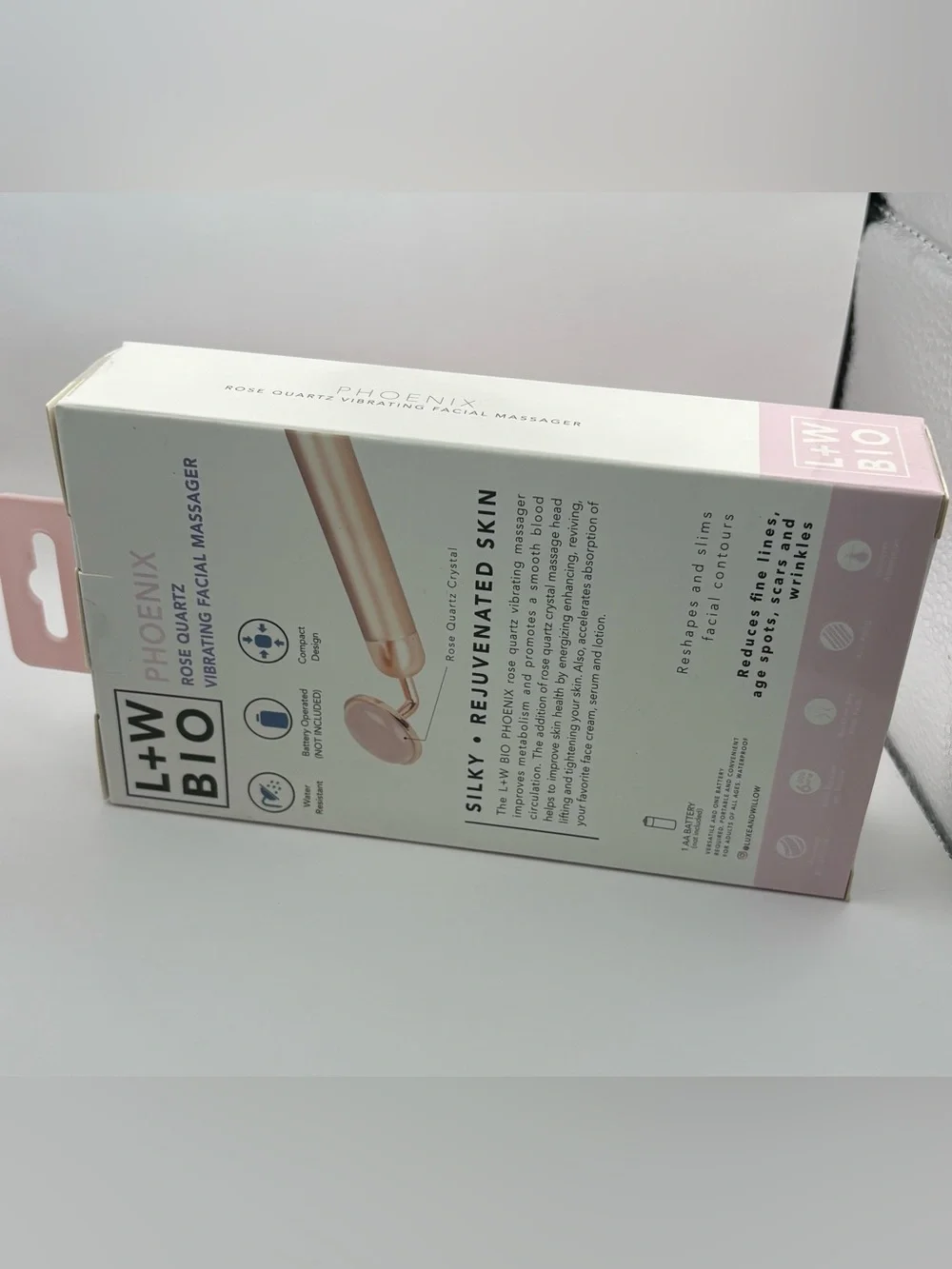 FACTORY SEALED LUXE + WILLOW BIO PHOENIX Rose Quartz Vibrating Facial Massager